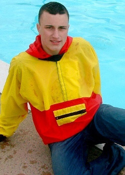 pool lifeguard swimming in uniform clothes